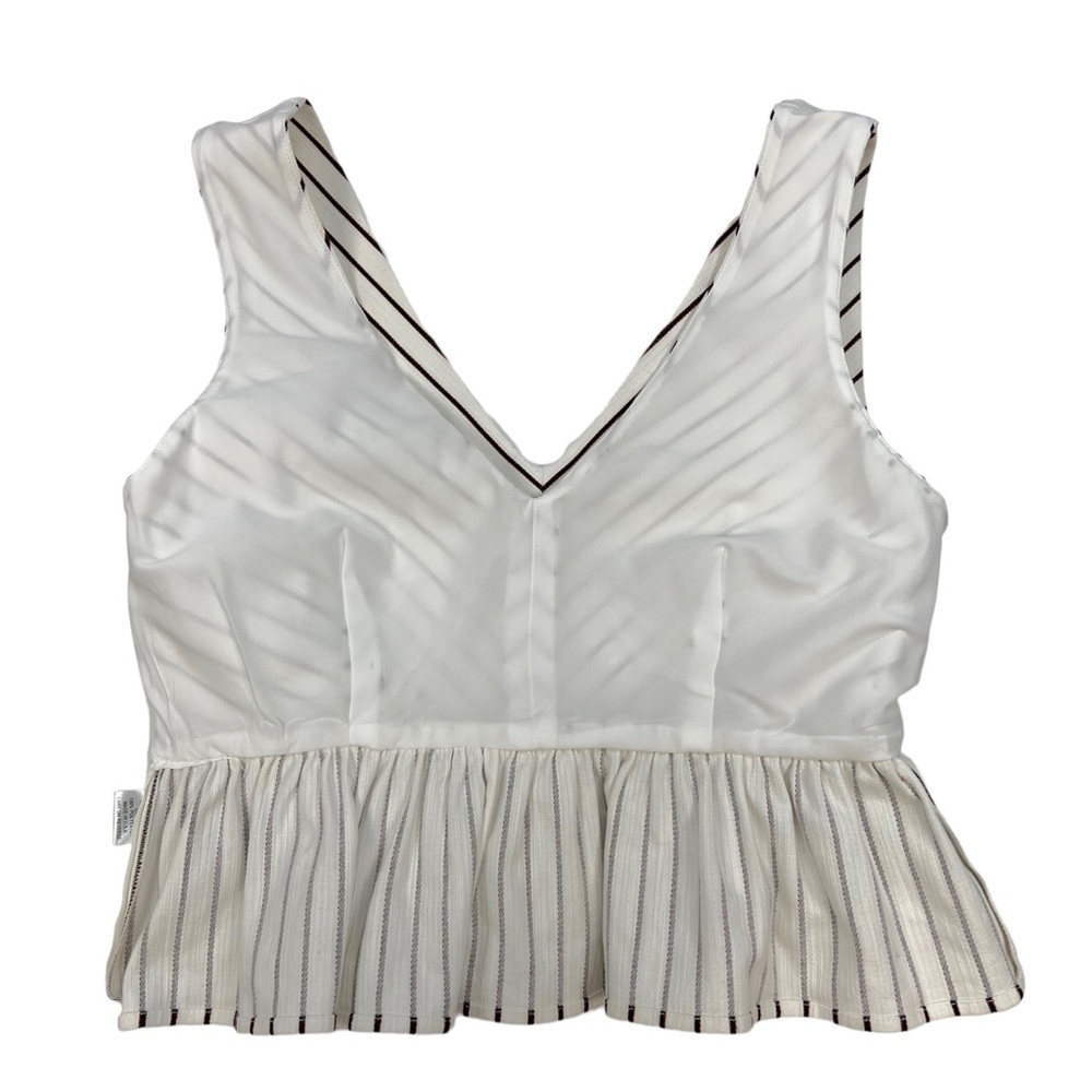 Intermix Lenny Striped Peplum Tailored Cotton Top Size S - Picture 6 of 10